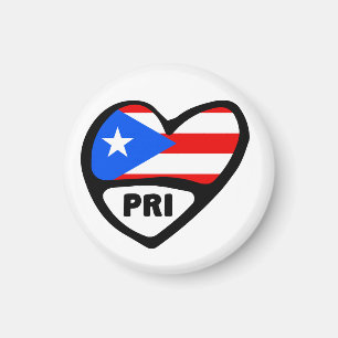 Puerto Rico Land Code Flagga Heart, PRI Magnet