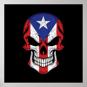 Puerto Rico Leende Dödskalleflagga Poster