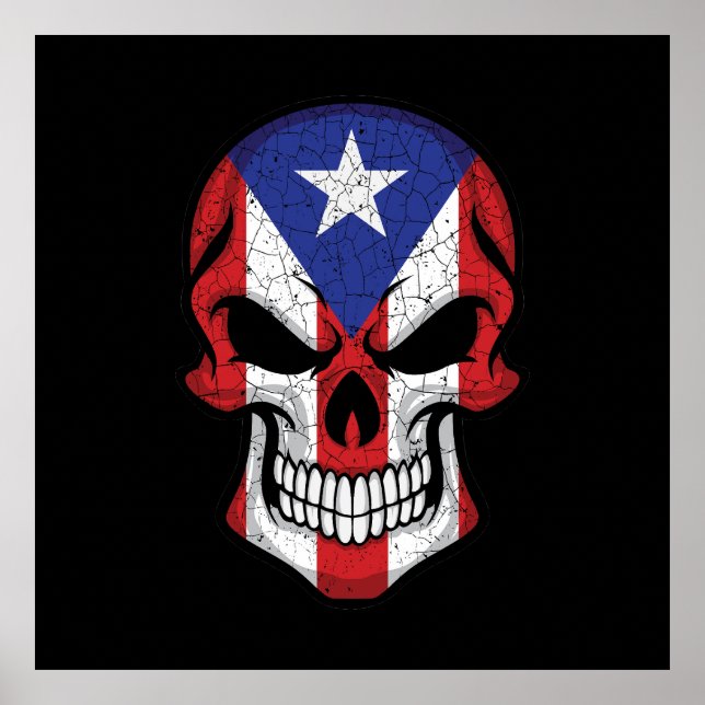 Puerto Rico Leende Dödskalleflagga Poster (Framsidan)