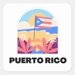 Puerto Rico liggande Sticker Fyrkantigt Klistermärke