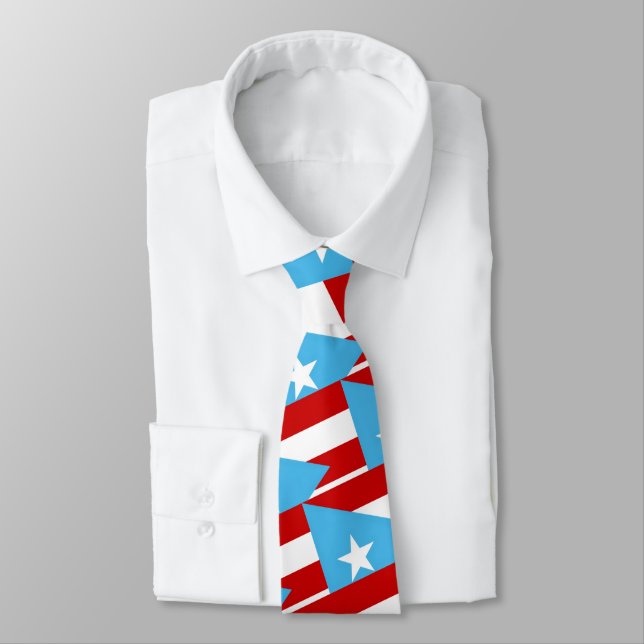 Puerto Rico Light Blue Flag Pattern Necktie Slips (Bunden)