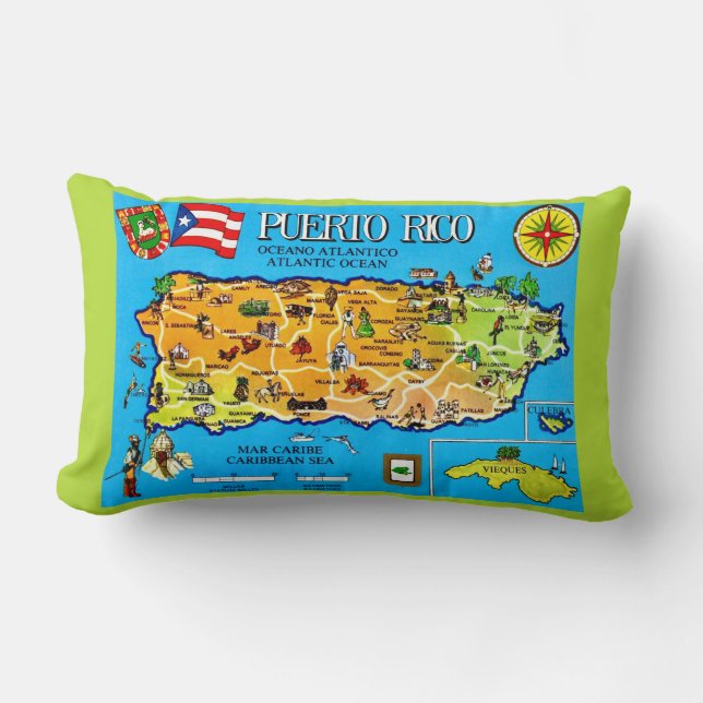 Puerto Rico Ljusblå Kastkudde Lumbarkudde (Framsida)