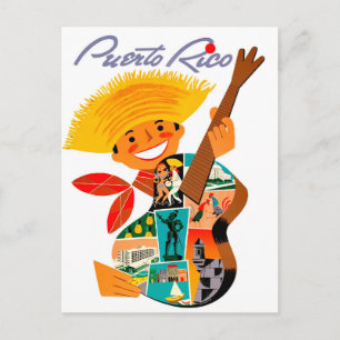 Puerto Rico man med en gitarr Vykort
