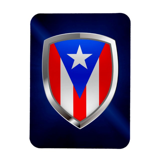 Puerto Rico Metallic Emblem Magnet (Vertikal)