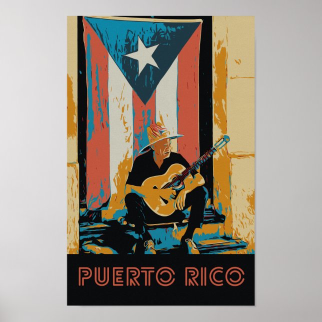 Puerto Rico, musiker och flagga Postcard Poster (Framsidan)
