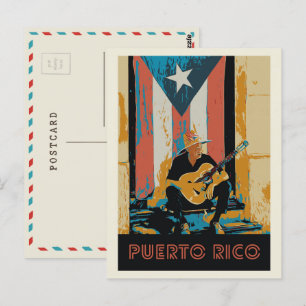 Puerto Rico, musiker och flagga Postcard Vykort