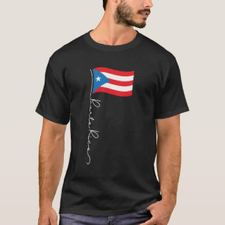Puerto Rico Namnteckning Flagga Pole Patriotic Pue T Shirt