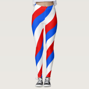 Puerto Rico National Flagga Färg Diagonal Stripe Leggings