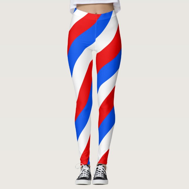 Puerto Rico National Flagga Färg Diagonal Stripe Leggings (Framsida)