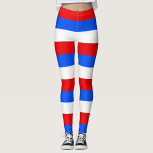 Puerto Rico National Flagga Färg Vågrät Rand Leggings