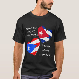 Puerto Rico och Cuba Heart, två vingar av samma T Shirt