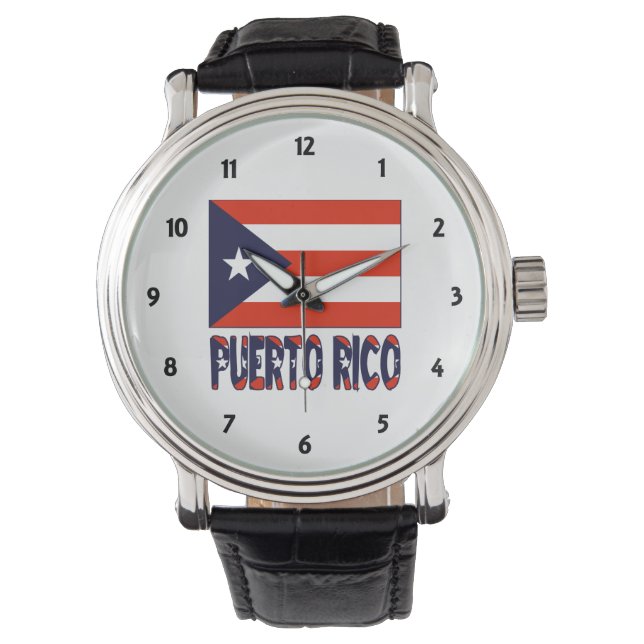 Puerto Rico och Puerto Rican Flagga Armbandsur (Framsida)