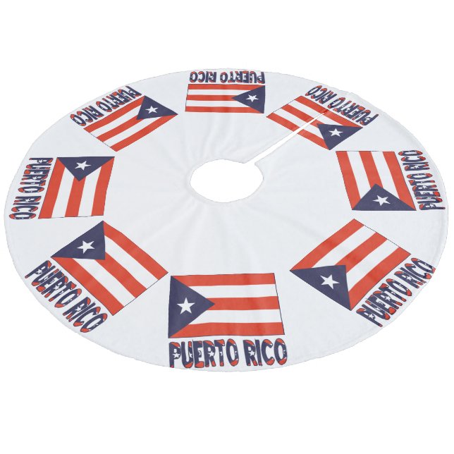 Puerto Rico och Puerto Rican Flagga Julgransmatta Fleece (Vinklad)