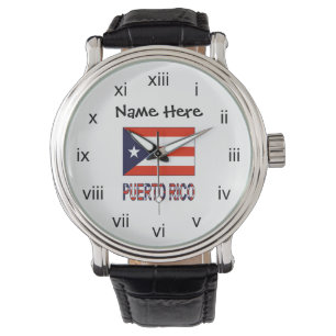Puerto Rico och Puerto Rican Flagga med ditt namn Armbandsur