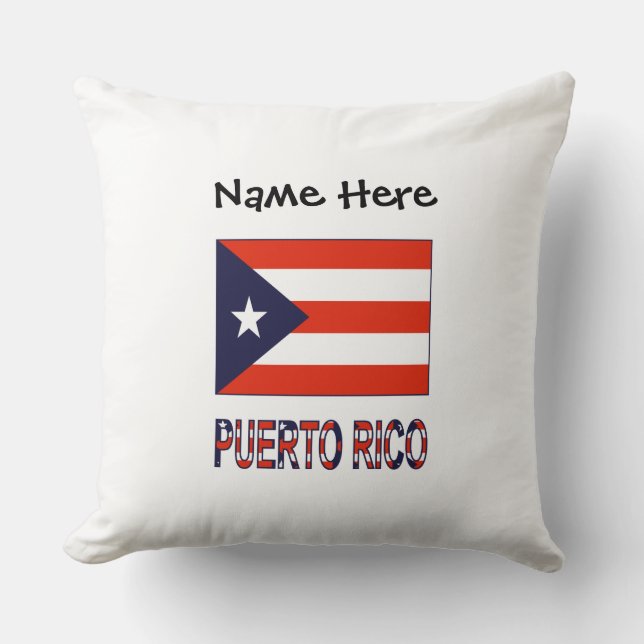 Puerto Rico och Puerto Rican Flagga med ditt namn Kudde (Framsida)