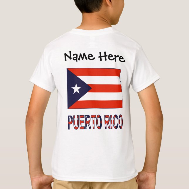 Puerto Rico och Puerto Rican Flagga med ditt namn T Shirt (Baksida)