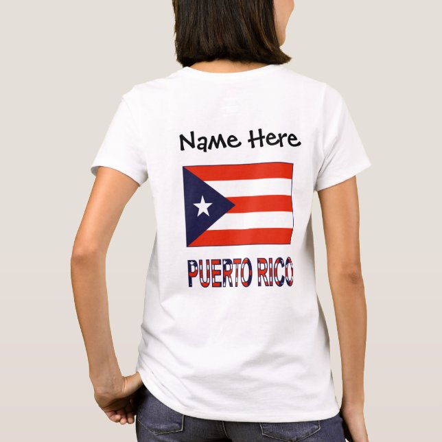 Puerto Rico och Puerto Rican Flagga med ditt namn T Shirt (Baksida)