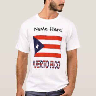 Puerto Rico och Puerto Rican Flagga med ditt namn T Shirt
