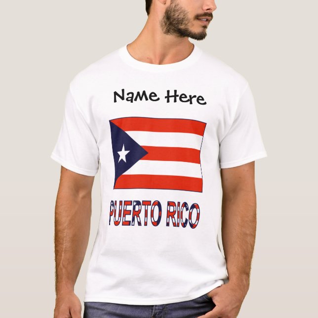 Puerto Rico och Puerto Rican Flagga med ditt namn T Shirt (Framsida)