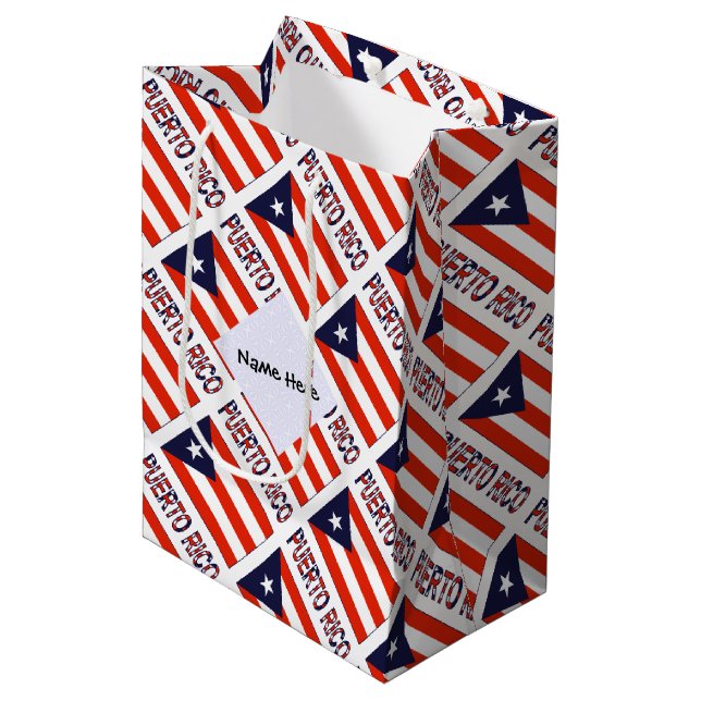 Puerto Rico och Puerto Rican Flagga skrev ditt nam (Framsidan Vinklad)