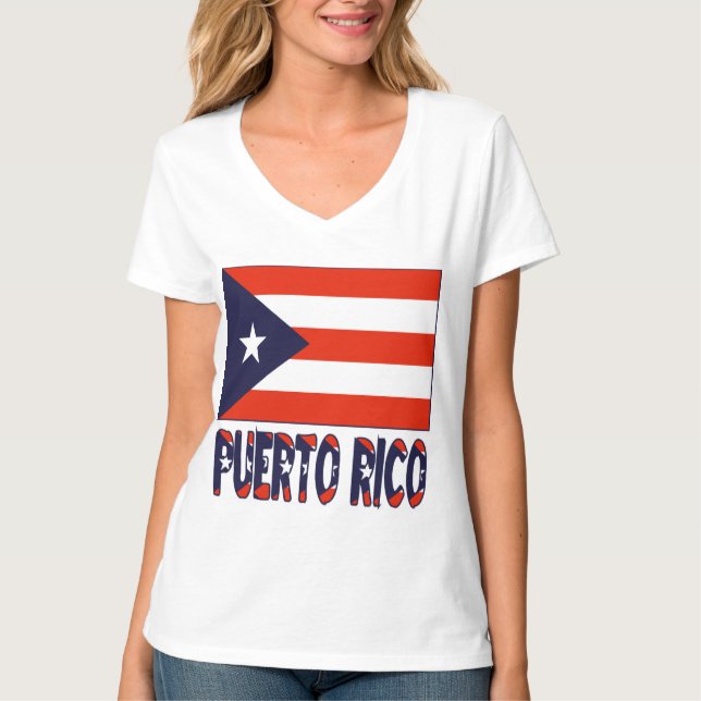 Puerto Rico och Puerto Rican Flagga Tee Shirt (Framsida)