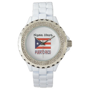 Puerto Rico och Puerto Ricans flagga med ditt namn Armbandsur