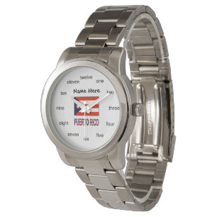 Puerto Rico och Puerto Ricans flagga med ditt namn Armbandsur