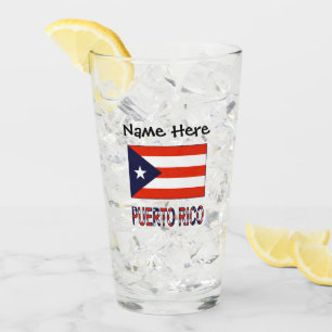 Puerto Rico och Puerto Ricans flagga med ditt namn Glaskopp