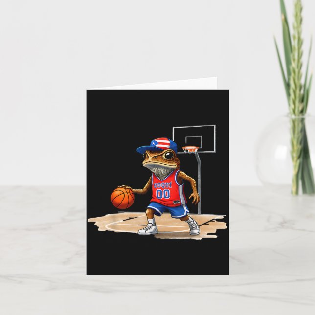 Puerto Rico Patriotic Flag Boricua Fun Basketball  Kort (Framsida)