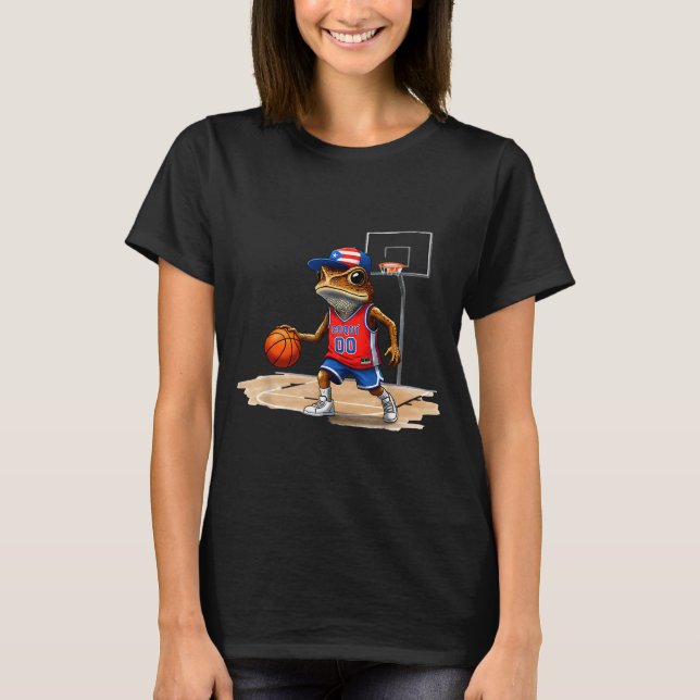 Puerto Rico Patriotic Flag Boricua Fun Basketball  T Shirt (Framsida)