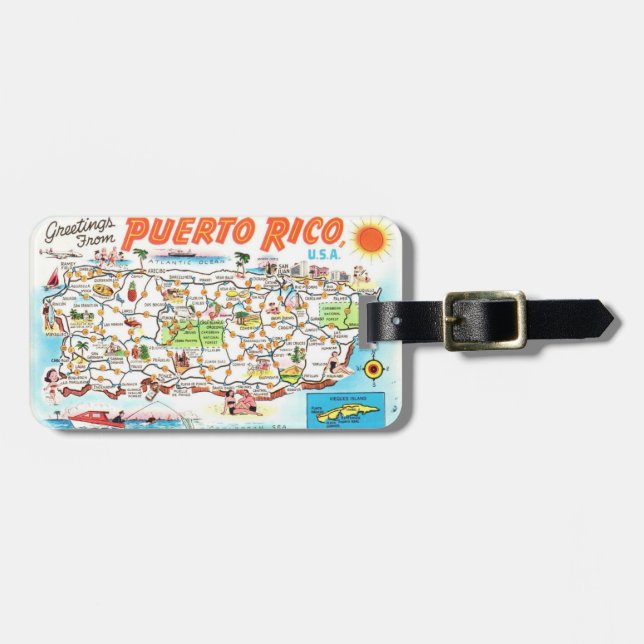 Puerto Rico Postcard Luggage Tag Bagagebricka (Horisontell Framsida)