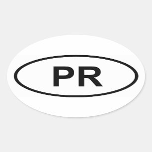 Puerto Rico "PR" Ovalt Klistermärke