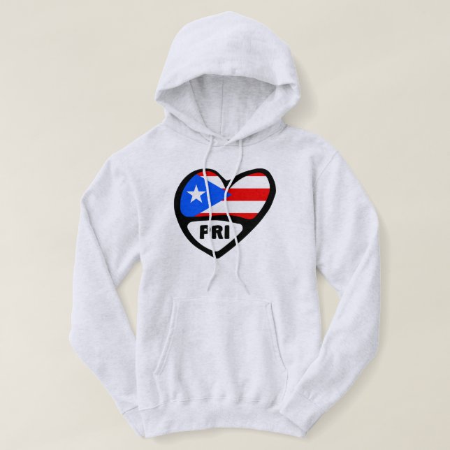 Puerto Rico PRI Heart Flagga Hoodie (Design framsida)