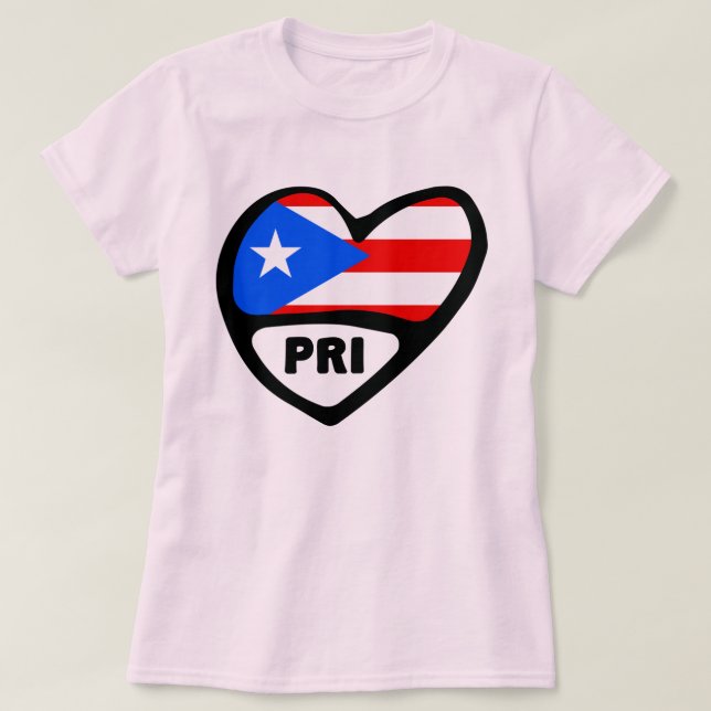 Puerto Rico PRI Heart Flagga T Shirt (Design framsida)