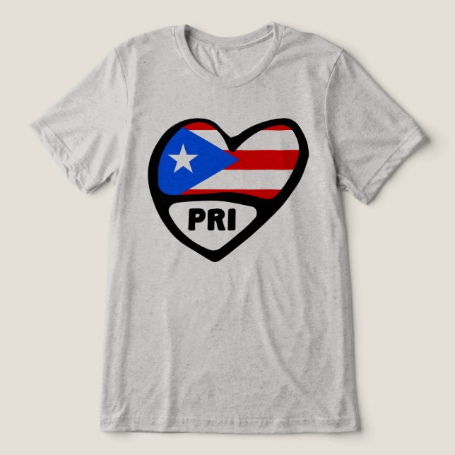 Puerto Rico PRI Heart Flagga T Shirt (Design Framsida)