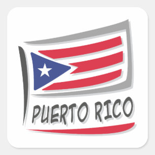 Puerto Rico Pride X Flagga Fyrkantigt Klistermärke