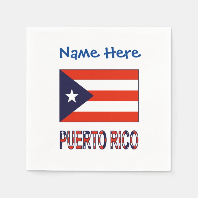 Puerto Rico Puerto Rican Flagga Blue Personalizati Pappersservett (Framsidan)