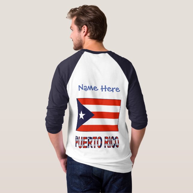 Puerto Rico Puerto Rican Flagga Blue Personalizati T Shirt (Hel baksida)