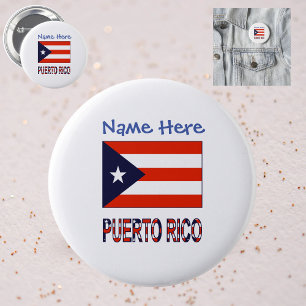 Puerto Rico Puerto Rico-flagga Blå Personalisering Knapp