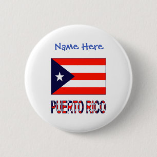 Puerto Rico Puerto Rico-flagga Blå personalisering Knapp