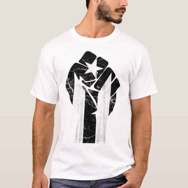 Puerto Rico Resiste Black Flagga T Shirt (Framsida)