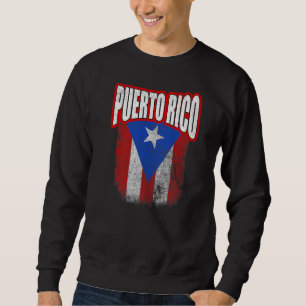 Puerto Rico Resiste Flagga Art Vintage Boricua Pre Lång Ärmad Tröja