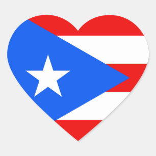 Puerto Rico/Rican flagga. United States USA, USA Hjärtformat Klistermärke