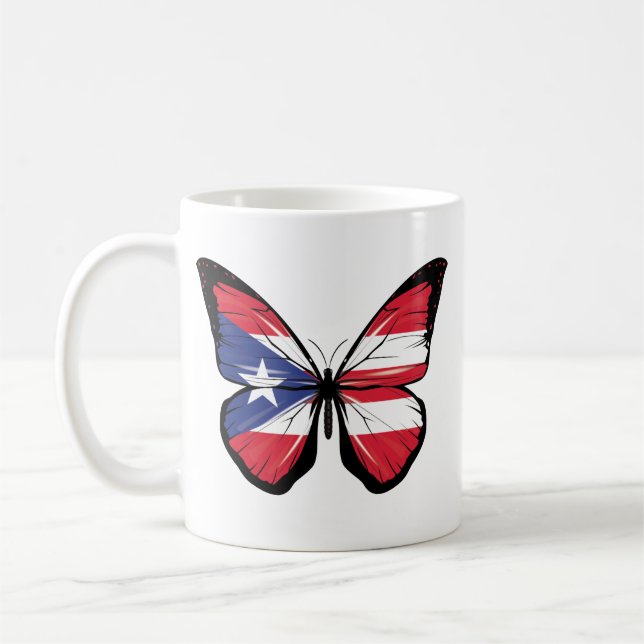 Puerto Rico rippade Flagga Kaffemugg (Vänster)