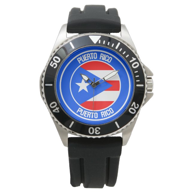 Puerto Rico Round Emblem Armbandsur (Framsida)