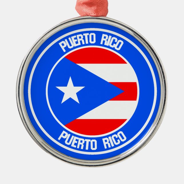 Puerto Rico Round Emblem Julgransprydnad Metall (Framsidan)
