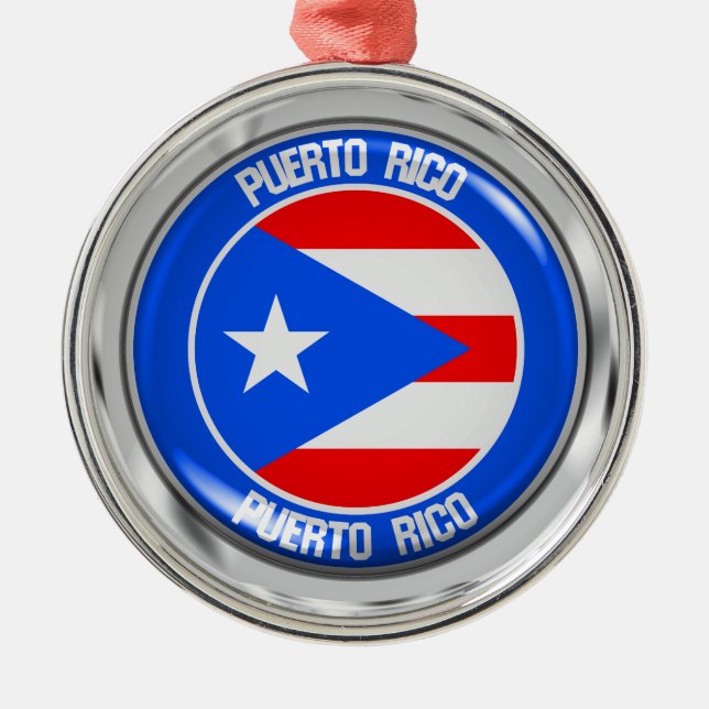 Puerto Rico Round Emblem Julgransprydnad Metall (Framsidan)