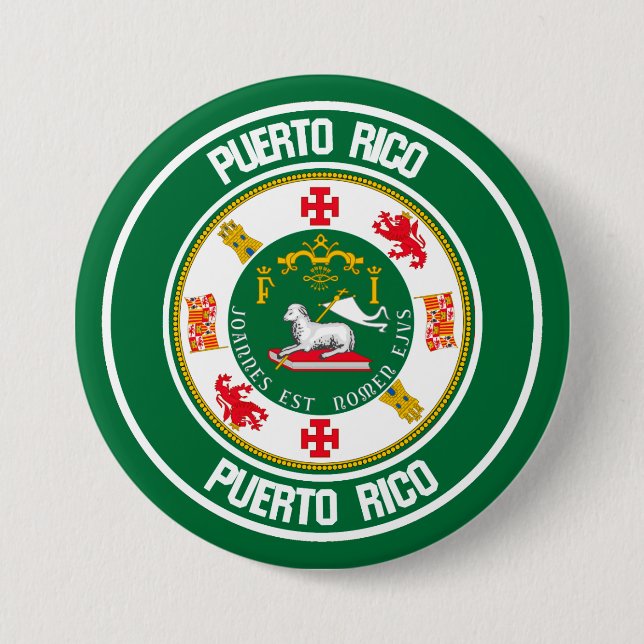 Puerto Rico Round Emblem Knapp (Framsida)