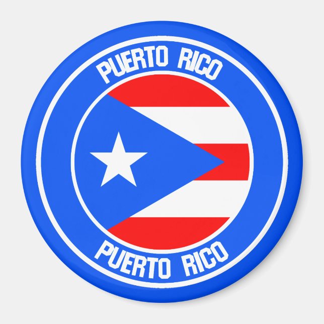 Puerto Rico Round Emblem Magnet (Framsidan)