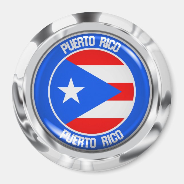 Puerto Rico Round Emblem Magnet (Framsidan)